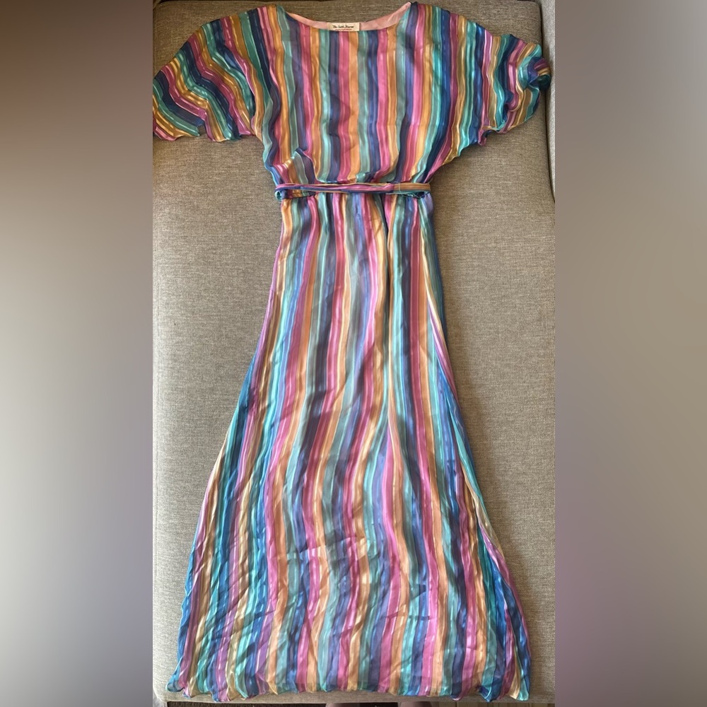 Silk Farm size 4 pastel stripe vintage 70’s flutter sleeve dress